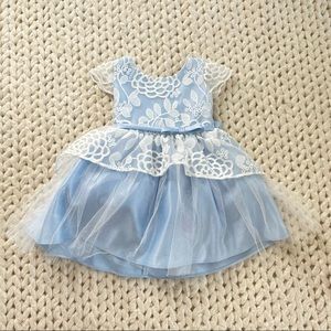 Toddler blue white formal flower girl dress size 3